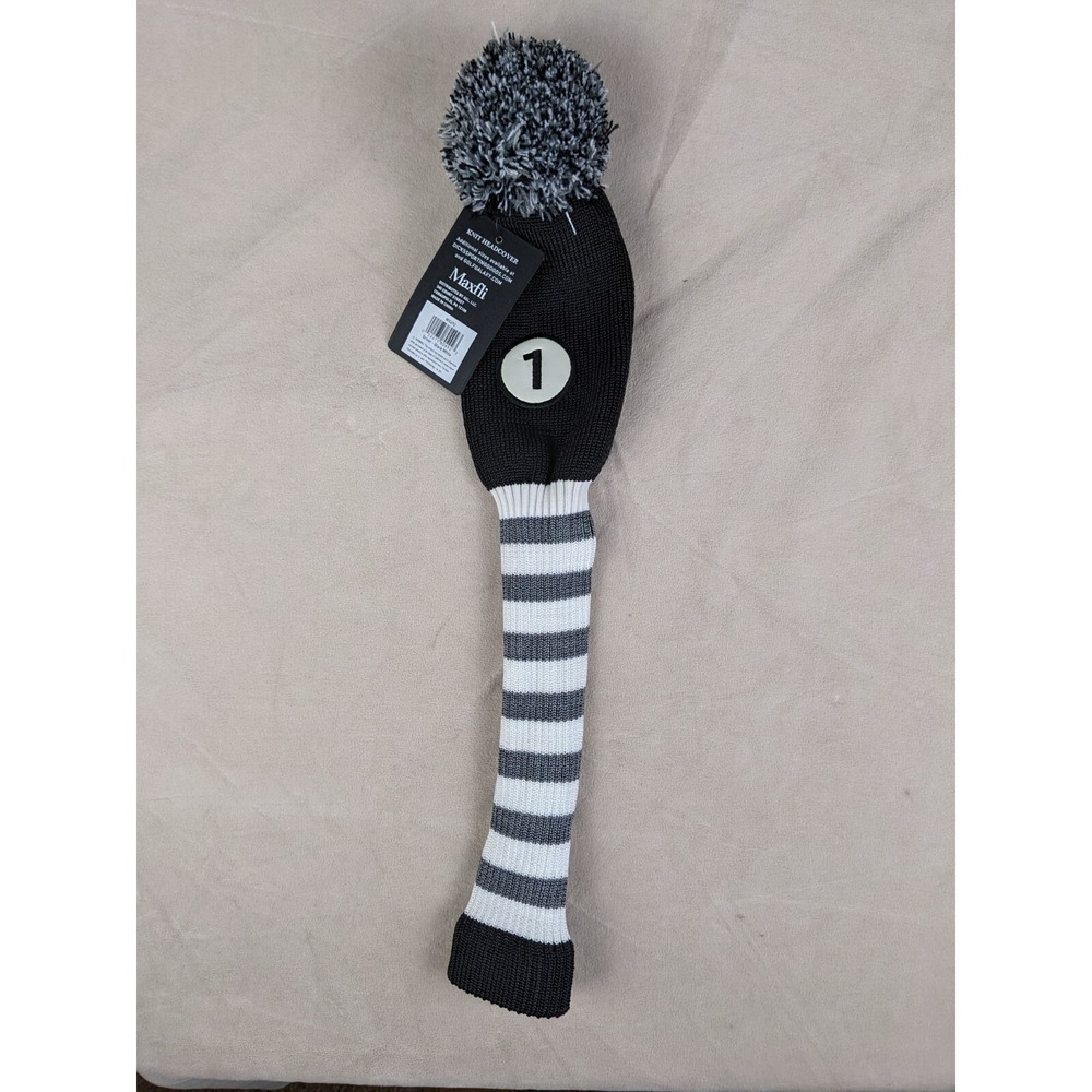 Maxfli 1 Driver New Knit‎ Head Cover MX492 Black White